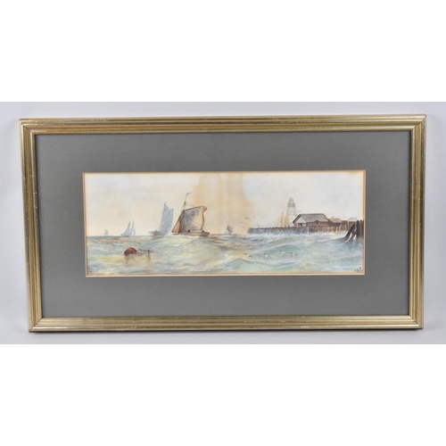 174 - A Framed Watercolour Depicting Fishing Barges Leaving Harbour in Stormy Seas, Monogrammed CCS and Da... 