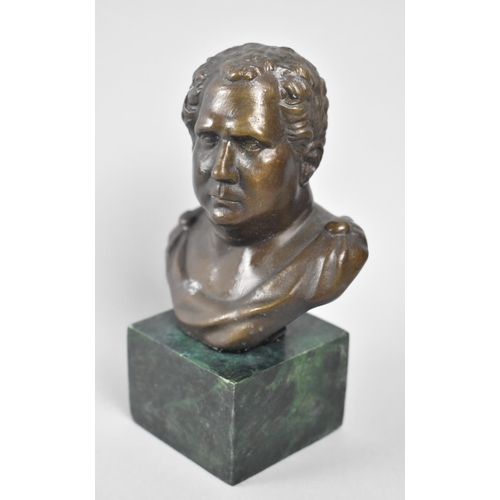 20 - A Reproduction Patinated Bronze Grand Tour Style Bust, Green Marble Plinth, 14cms High