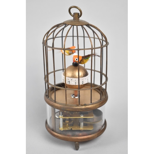 22 - A Reproduction Bird Cage Automaton Clock, Working, 17cms High