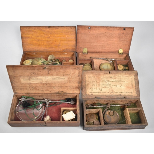 31 - A Collection of Four 18th Century and Later Apothecary or Jewellery Pan Scales in Wooden Cases