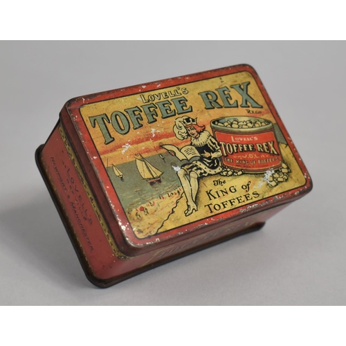 32 - A Vintage Decorated Tin for Lovell's Toffee Rex, The King Of Toffees, 10cms Wide