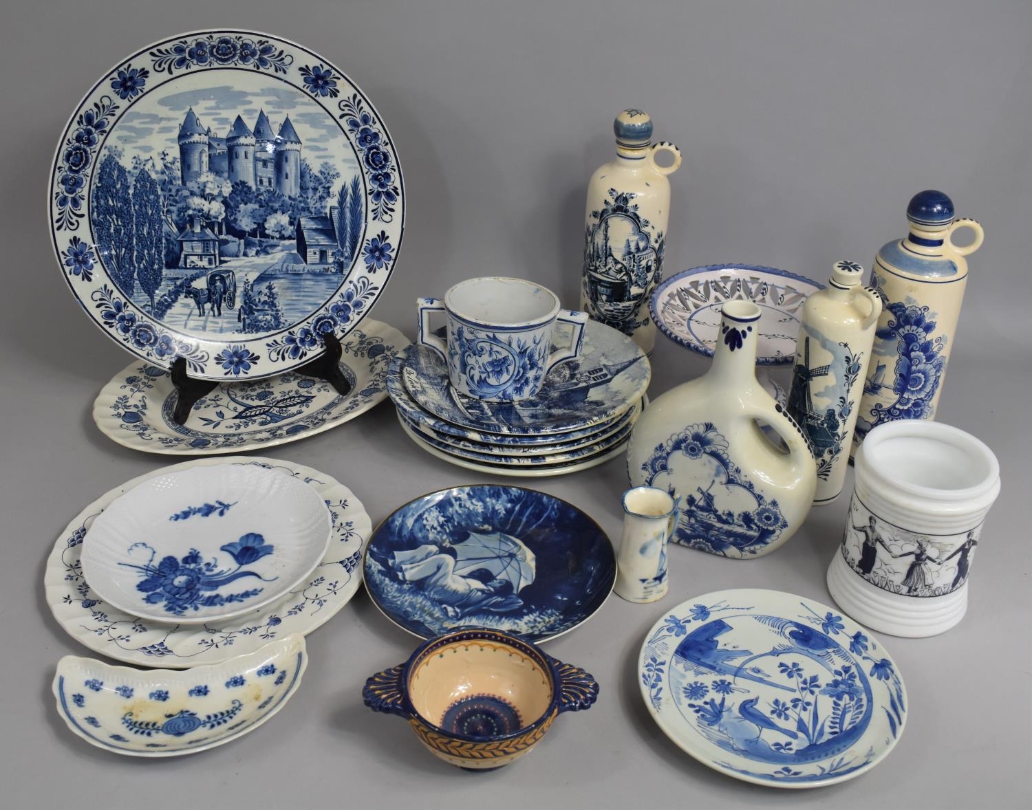 A Box of Various Blue and White China to Comprise Delftware, Royal ...