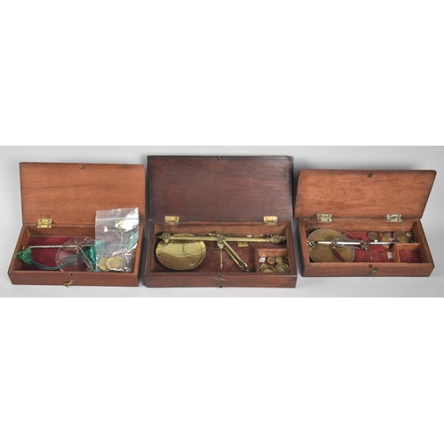 36 - A Collection of Three Mahogany Cased 19th Century Apothecary or Jewellers Pan Scales