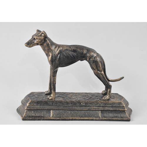 38 - A Reproduction Bronze Style Cast Metal Study of a Greyhound on Plinth Base, 23cms Long