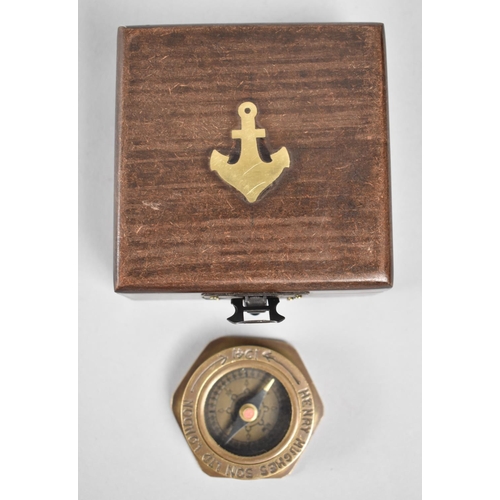 48 - A Reproduction Wooden Cased Compass as was made by Henry Hughes and Son, 1941 and Inscribed Under, 