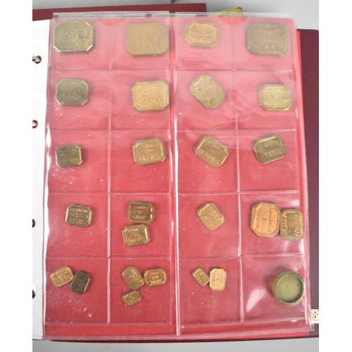 60 - A Karat Ring Binder Containing Large Collection of Mainly Brass 19th Century Scale Weights, Coin Wei... 