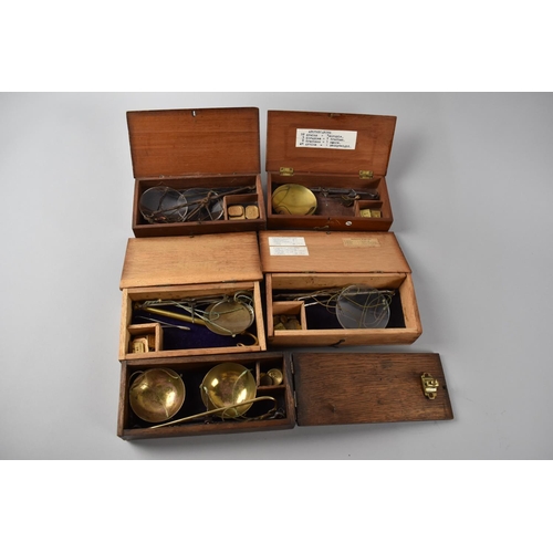 189 - A Collection of Five 19th Century and Later Cased Sets of Apothecary or Jewellers Pan Scales, Some w... 