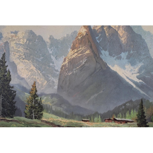 159 - A Framed Arno Lemke Alpine Print, 59x49cms