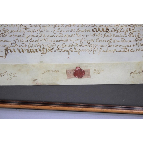 220 - A Large Framed 1702 Indenture Relating to York, 73x55cms, With Seal