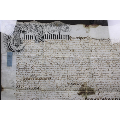 220 - A Large Framed 1702 Indenture Relating to York, 73x55cms, With Seal