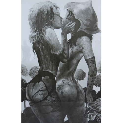 223 - A Large Framed Monochrome Erotic Print After French Artist Raymond Bertrand, 56cms by 86cms