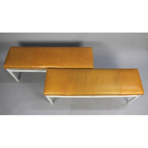 227 - Two Modern Metal Framed Upholstered Benches, 108cms Wide