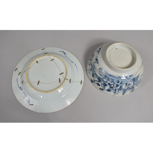 233 - Two Pieces of 18th/19th Century Chinese Blue and White Porcelain to Comprise Footed Bowl Decorated w... 