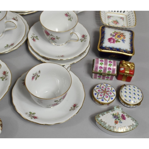 313 - A Collection of Various Continental Ceramics to Comprise Gilt and White Coffee Set, Rose Tea Set, Li... 