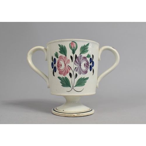 359 - A Welsh Pearlware Loving Pedestal Cup, 13.5cm high