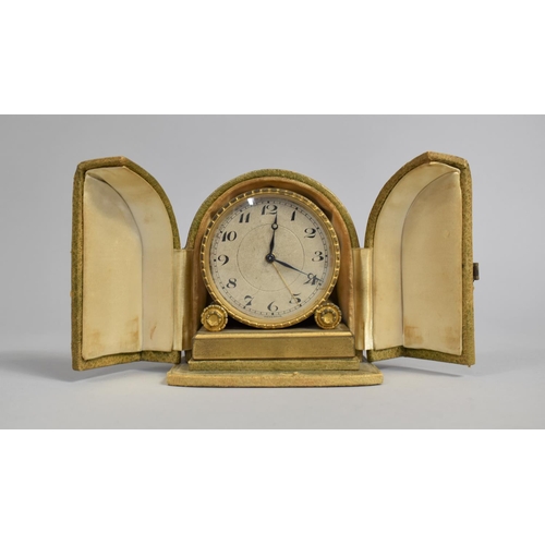 37 - An Edwardian Cased Travel Alarm Clock by Zenith, Working Order, 10cms High