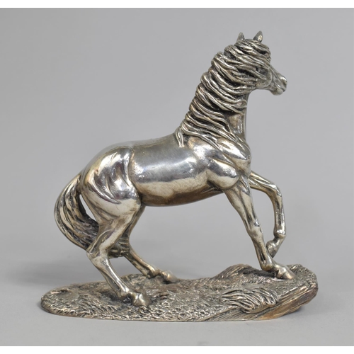 371 - A Silver Mounted Study of a Horse on Naturalistic Base, After Tom Mackie, 15cm high