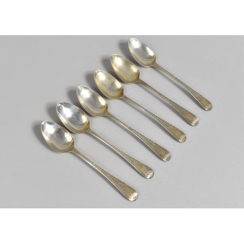 377 - A Set of Six Georgian Teaspoons with Brightcut Handles and Monogrammed R, 106g