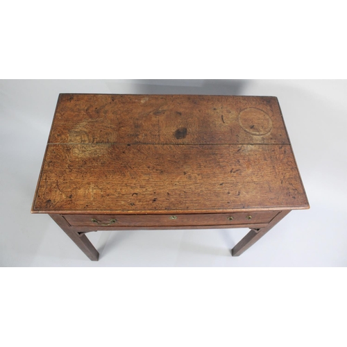 42 - An Early 19th Century Oak Side Table with Single Drawer on Square Supports, 85cms Wide