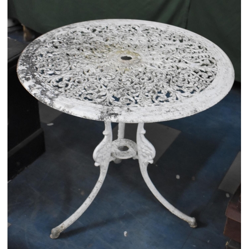 425 - A Cast Metal and Pierced Patio Table, 69cm and 64cm high