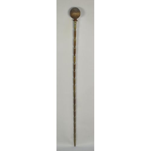 45 - A WWI Trench Art Walking Cane, Formed From Spent Bullets, Wooden Ball Handle, 100cms Long