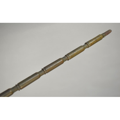 45 - A WWI Trench Art Walking Cane, Formed From Spent Bullets, Wooden Ball Handle, 100cms Long