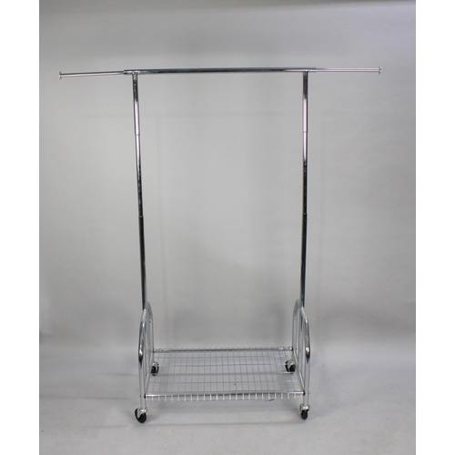 473 - A Modern Chromed Clothes Rail with Shoe Shelf, 90cms Wide