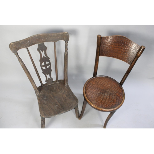 479 - A Single Bentwood Chair and a Cut Down Elm Seated Chair