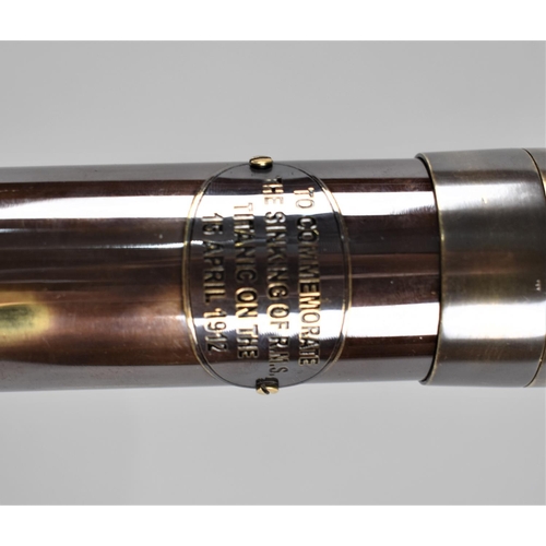 483 - A Reproduction Brass Miniature Three Drawer Telescope to Commemorate the Sinking of RMS Titanic