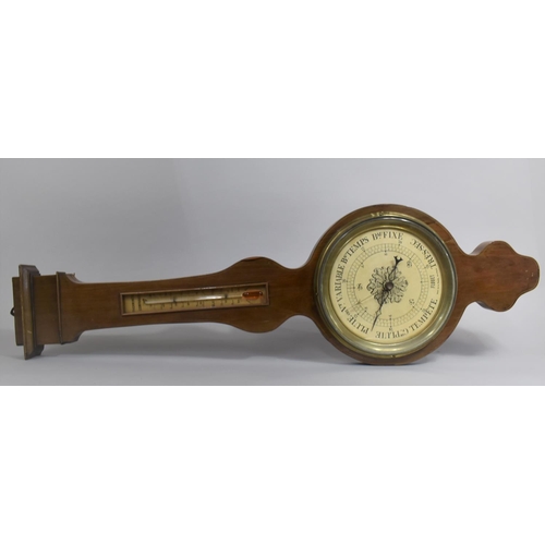 486 - An Edwardian Wheel Back Thermometer and Barometer, 87cms High