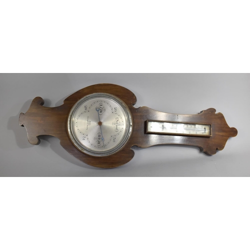 487 - An Edwardian French Wheel Barometer with Thermometer, 92cms High