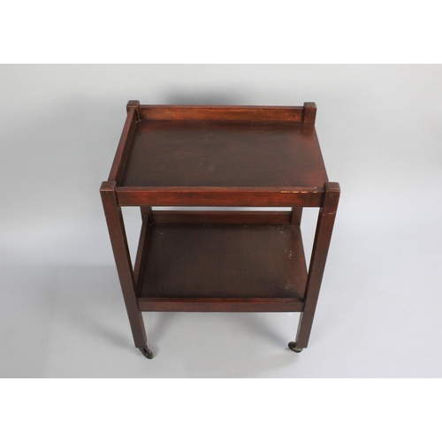 83 - A Mid 20th Century Two Tier Galleried Wooden Trolley, 58cms Wide