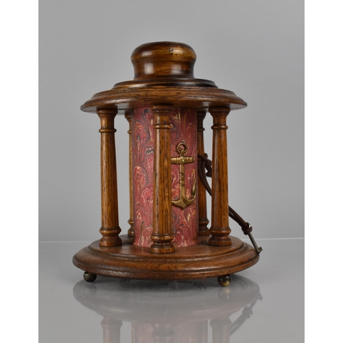 21 - A Late Victorian Oak Seaman's or Naval Charity Box of Circular Form, the Centre Cylindrical Coin Con... 