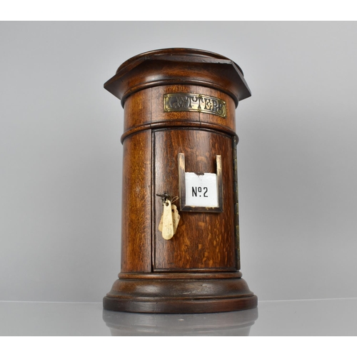 25 - A Good Late Victorian Oak Country House Post Box of Circular Form having Brass Plaque 'Letters' and ... 