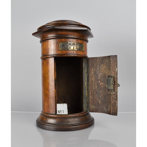 25 - A Good Late Victorian Oak Country House Post Box of Circular Form having Brass Plaque 'Letters' and ... 