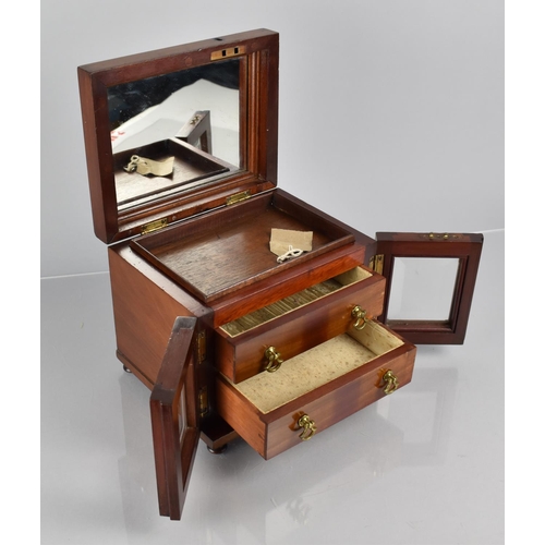 26 - A Late Victorian Mahogany Table Top Chest, Hinged Inner Lid with Inner Mirror and Two Drawers Behind... 