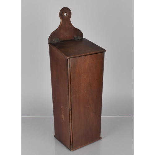 55 - An Early/Mid 19th Century Mahogany Candle Box with Sloping Hinged Lid, 52cms High