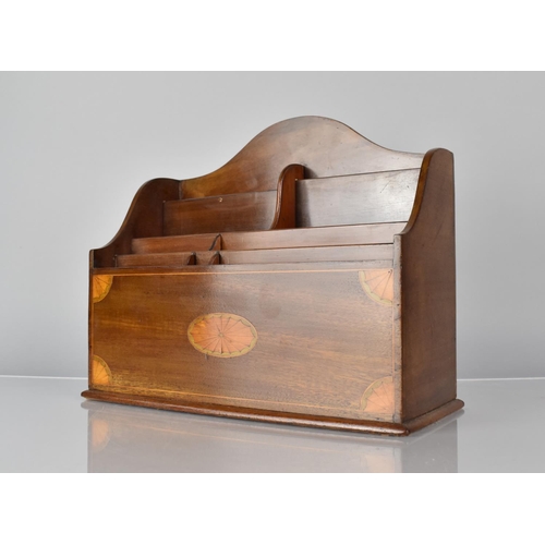 56 - An Edwardian Inlaid Mahogany Stationery or Letter Rack, 31cms Wide