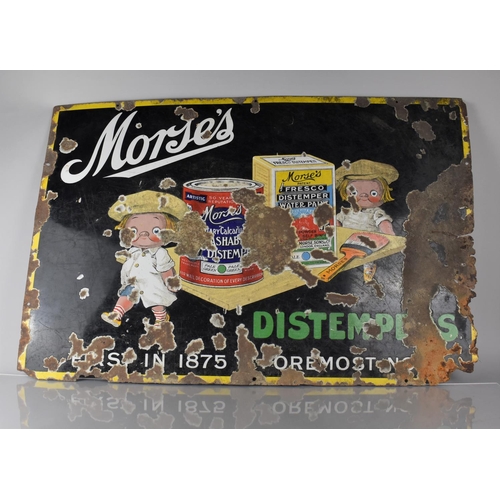 105 - A Rectangular Pictorial Enamel Sign for 'Morse's Distemper' Paint Unfortunately Somewhat Corroded, 9... 