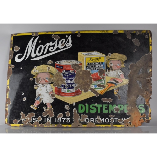 105 - A Rectangular Pictorial Enamel Sign for 'Morse's Distemper' Paint Unfortunately Somewhat Corroded, 9... 