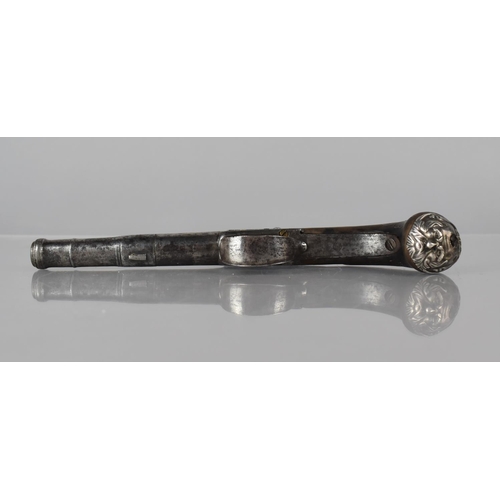 115 - A Late 18th/19th Century Percussion Cap Pocket Pistol, Unsigned, with Silver Wire Inlay and Grotesqu... 