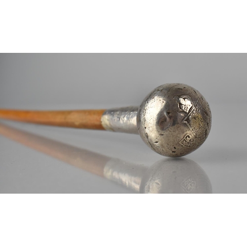 122 - A Silver Topped Swagger Stick for The Indian Army Ordnance Corps, 74.5cms Long