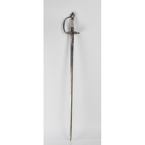 130 - A George III 1796 Pattern Heavy Cavalry Officers Dress Sword having Silver Wire Grip and Double Edge... 