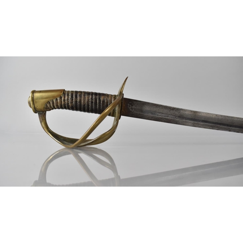 132 - A French Model 1882 Light Cavalry Troopers Sword with Three Bar Hilt and Ribbed Handle