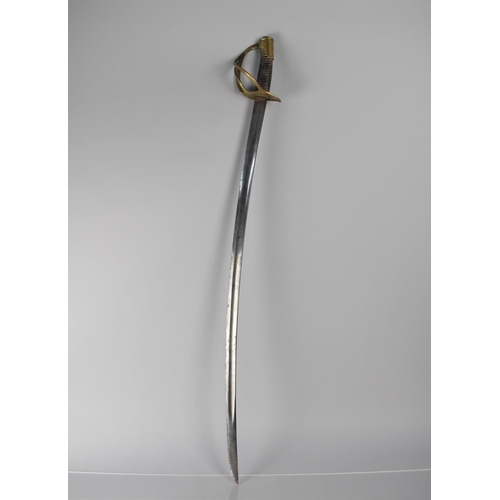 132 - A French Model 1882 Light Cavalry Troopers Sword with Three Bar Hilt and Ribbed Handle