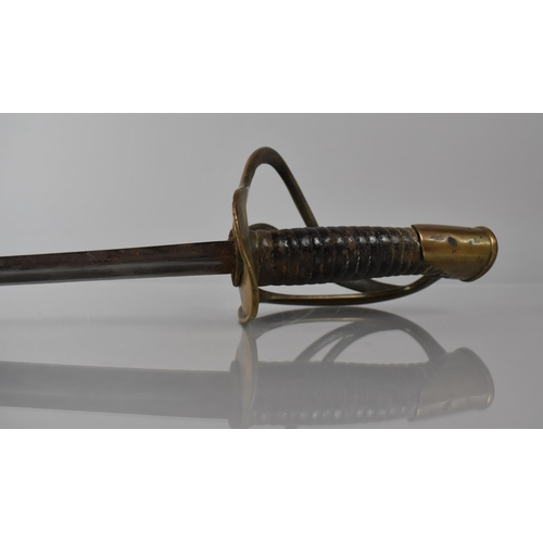 132 - A French Model 1882 Light Cavalry Troopers Sword with Three Bar Hilt and Ribbed Handle