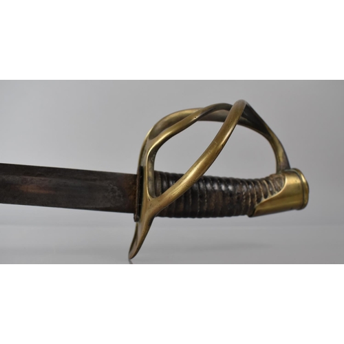 132 - A French Model 1882 Light Cavalry Troopers Sword with Three Bar Hilt and Ribbed Handle