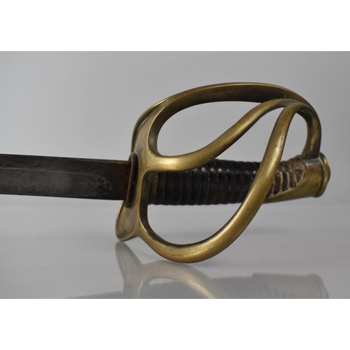 132 - A French Model 1882 Light Cavalry Troopers Sword with Three Bar Hilt and Ribbed Handle