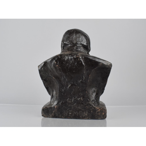 77 - A Mid 20th Century Faux Bronze Plaster Bust of Winston Churchill, Signed Nemon (Oscar Nemon 1906-198... 