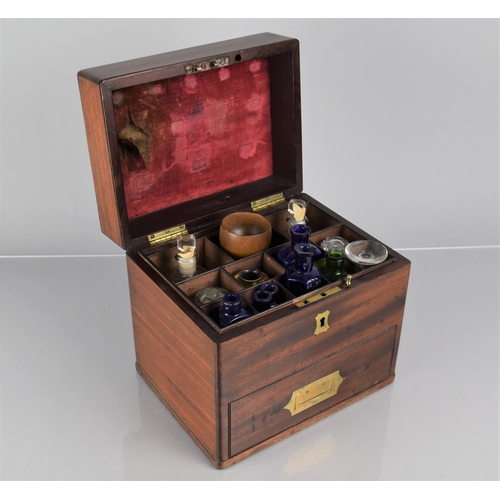 1 - A 19th Century Mahogany Campaign or Travelling Apothecary Box with Hinged Lid having Inset Brass Han... 